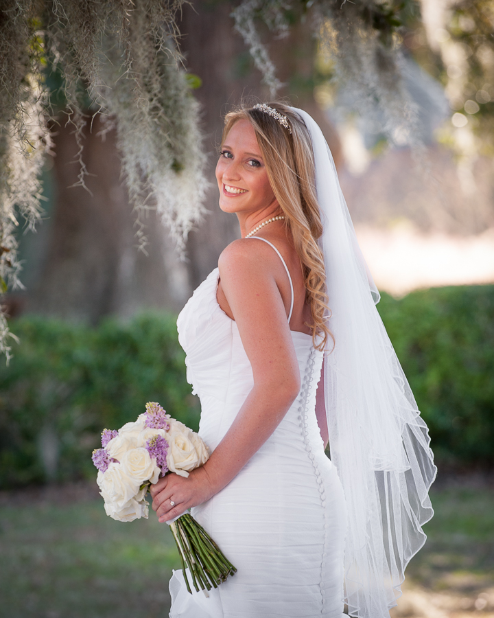 Bride portraits in Charleston at Magnolia Plantation