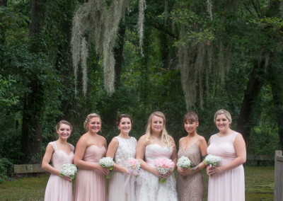 Bridesmaids under spanish moss