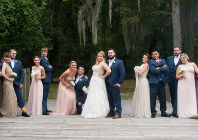 Fun bridal party photos on the bridge