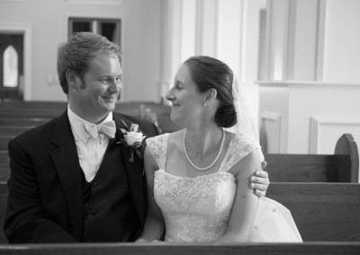 Bride and groom alone in church