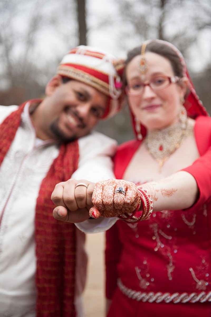 Hindu wedding bride and groom ring photo