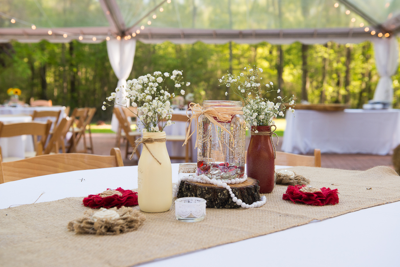 Rustic burlap centerpieces