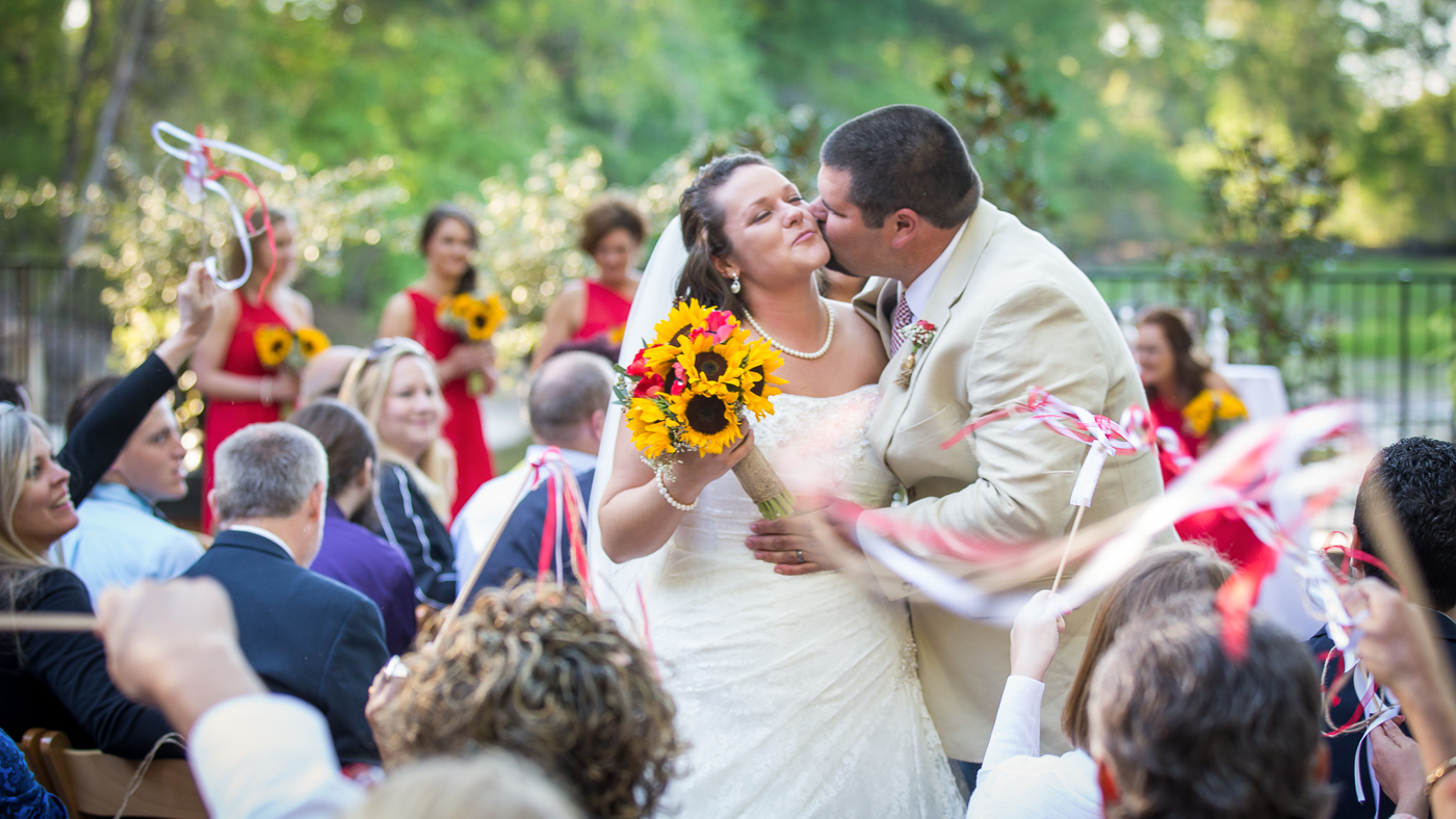 Wedding exit to streamers