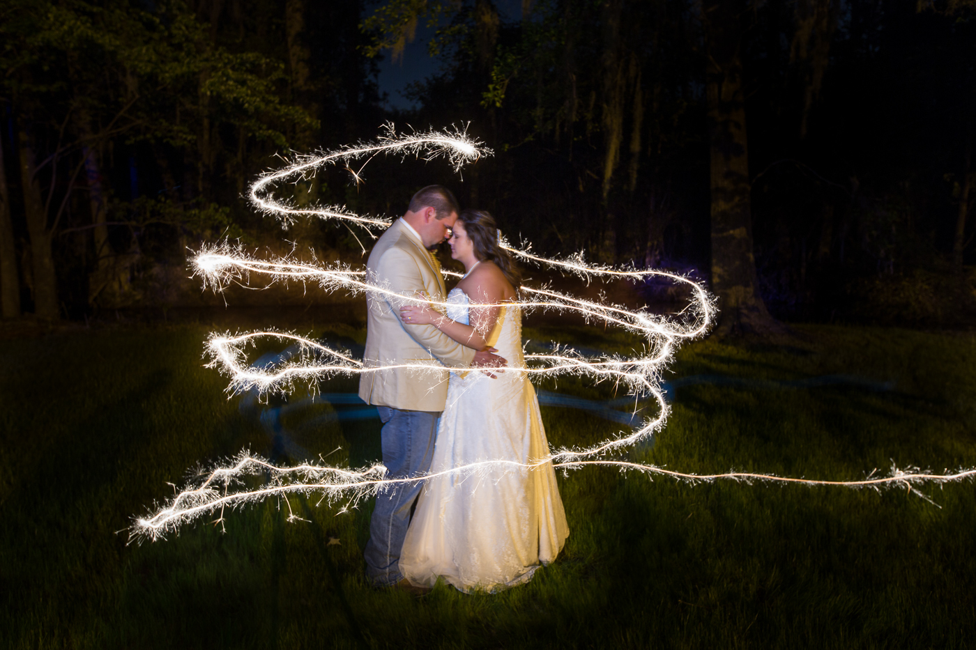 Creative wedding sparkler photo