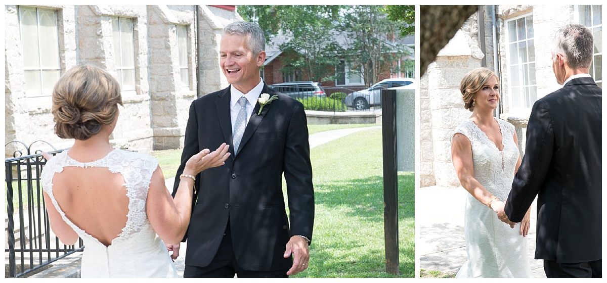 bride and dad first look