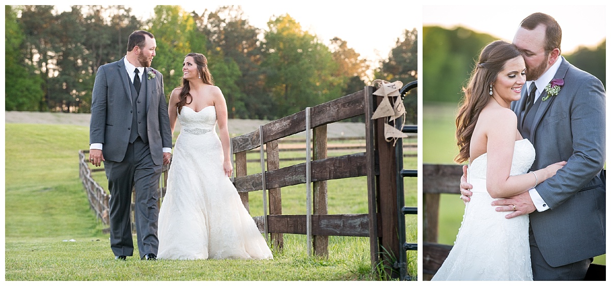 Farm setting bride and groom portrait