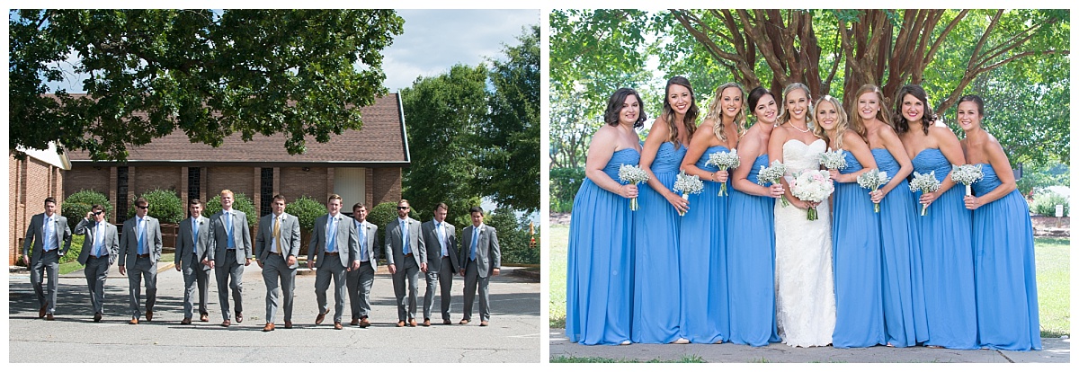 Bridal party in teal blue