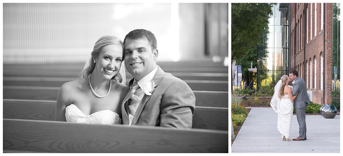 Bride and groom portrait in black and white