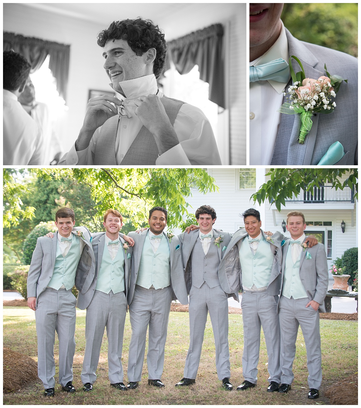 Grey suits for groomsmen at Corley mill house wedding