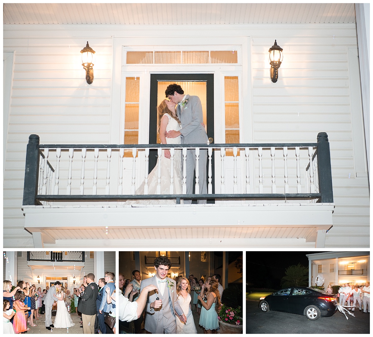 Bride and groom exit at Corley Mill House