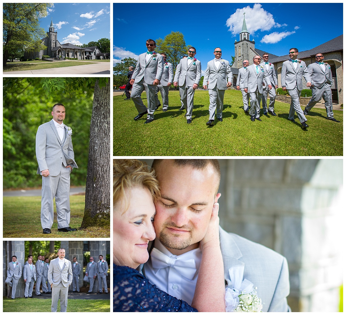 Groomsmen in grey suits St Peters Lexington