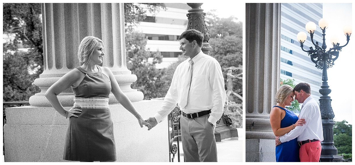 Black and white State House Engagement session