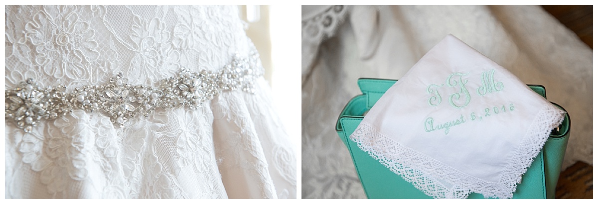 Lacy dress detail and wedding hankerchief...