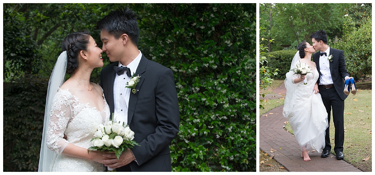 Asian bride and groom outdoor wedding portraits