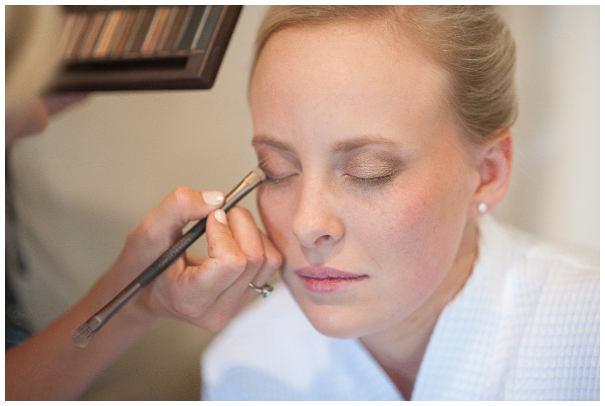 Bride getting makeup on