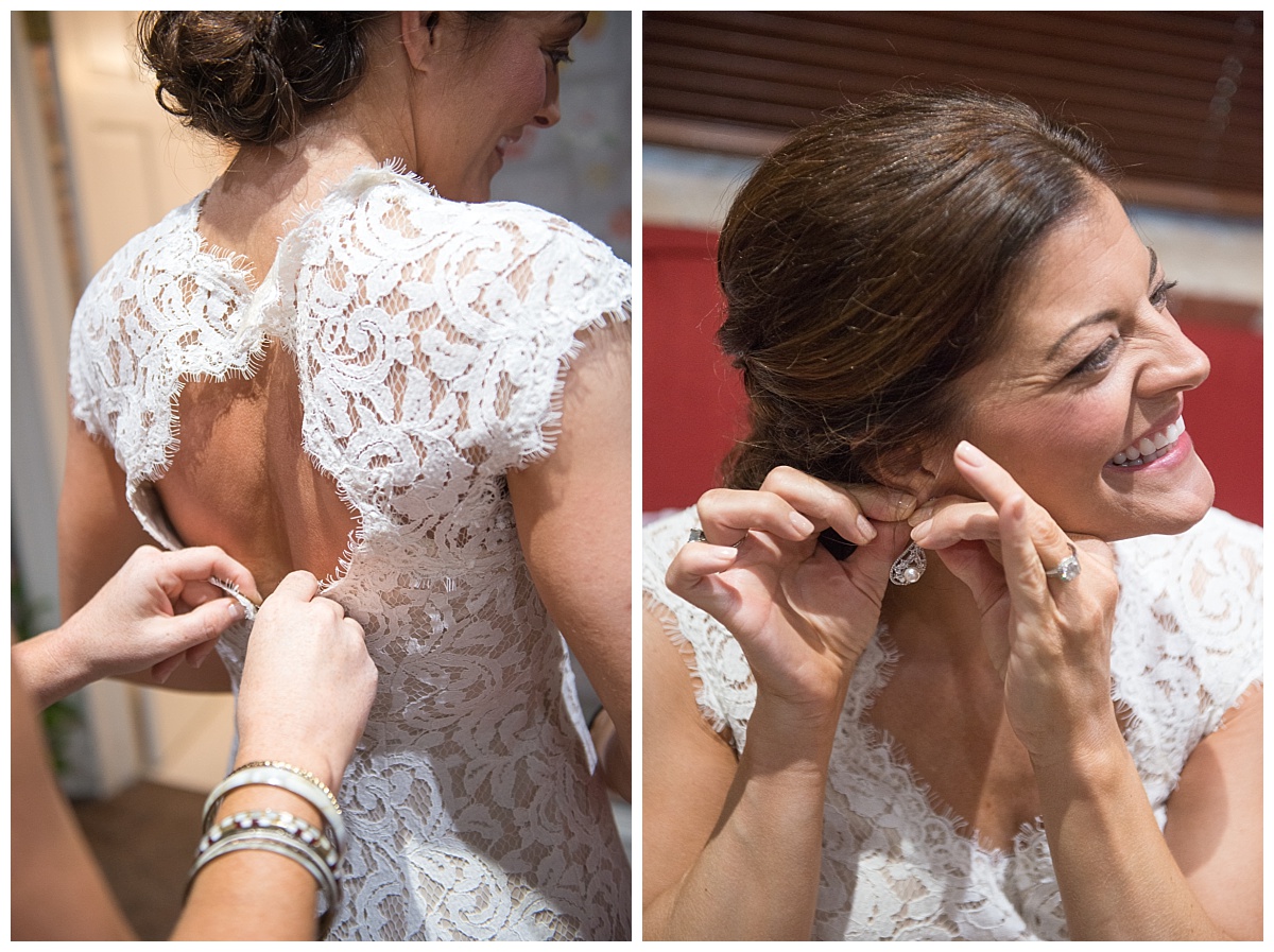 Lacy wedding dress and earrings