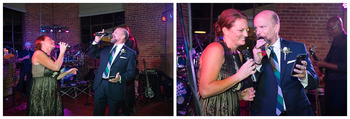 Bride's sister and Dad duet at the wedding reception