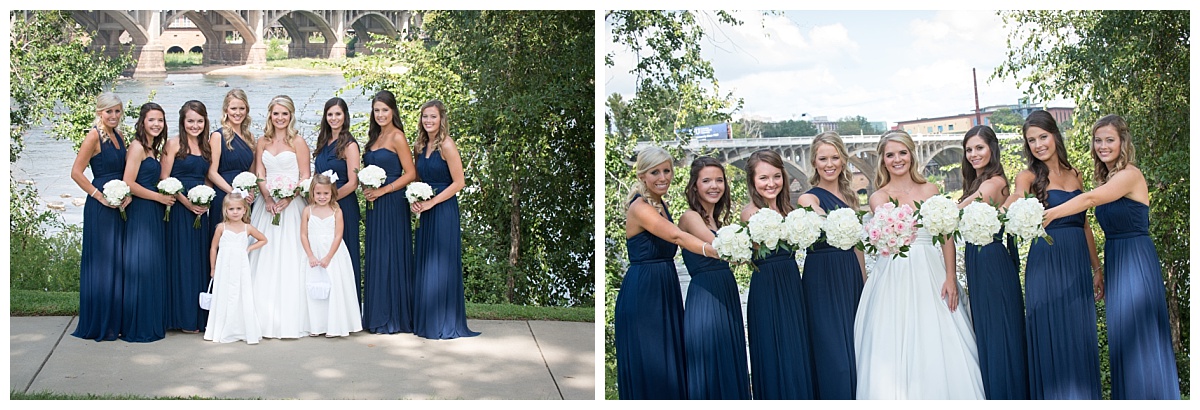 Bridesmaid in navy dresses