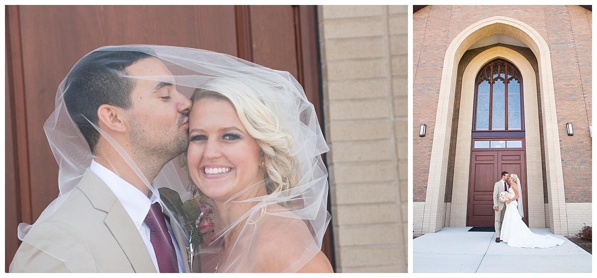 bride and groom church portraits