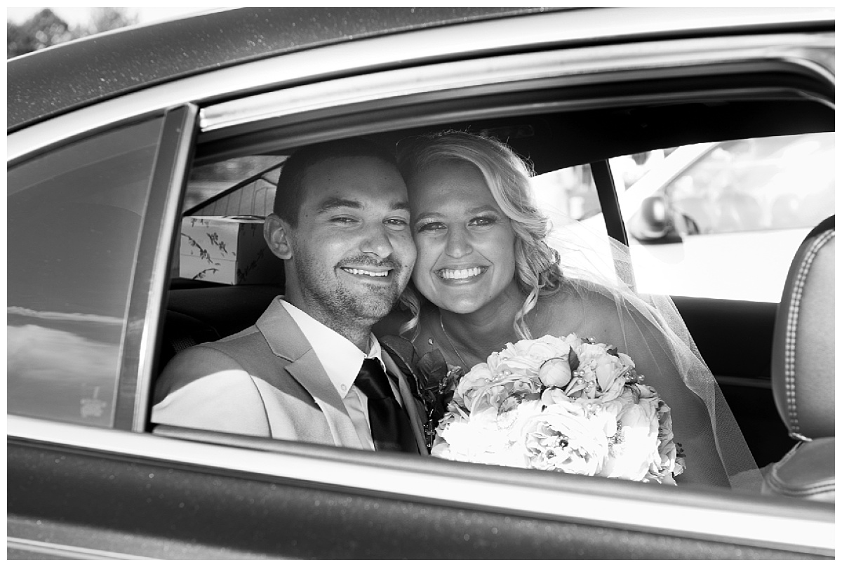 chapin wedding couple get away car