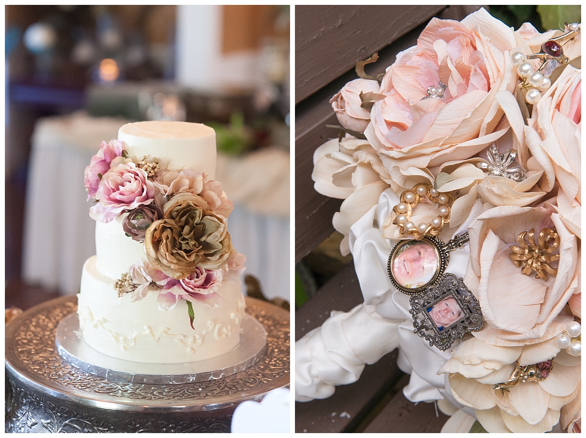 Cake and brooch bouquet