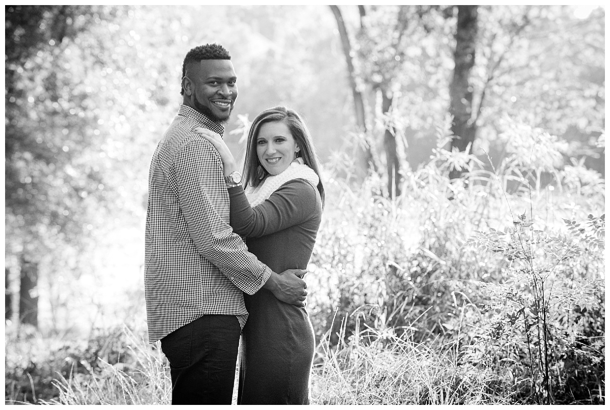 Black and white engagement photo