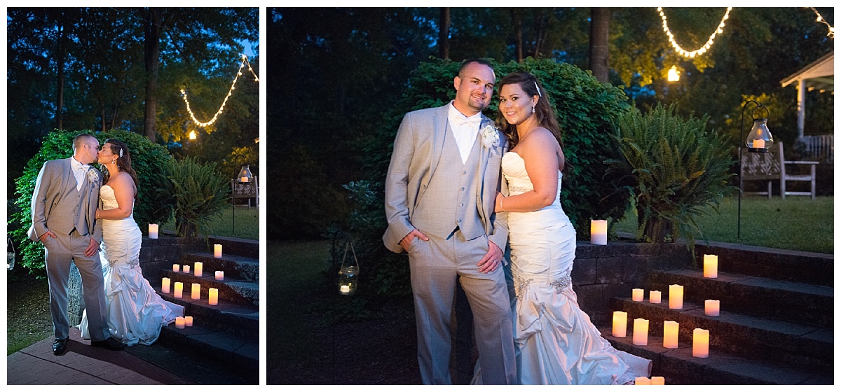 Romantic garden portrait of bride and groom