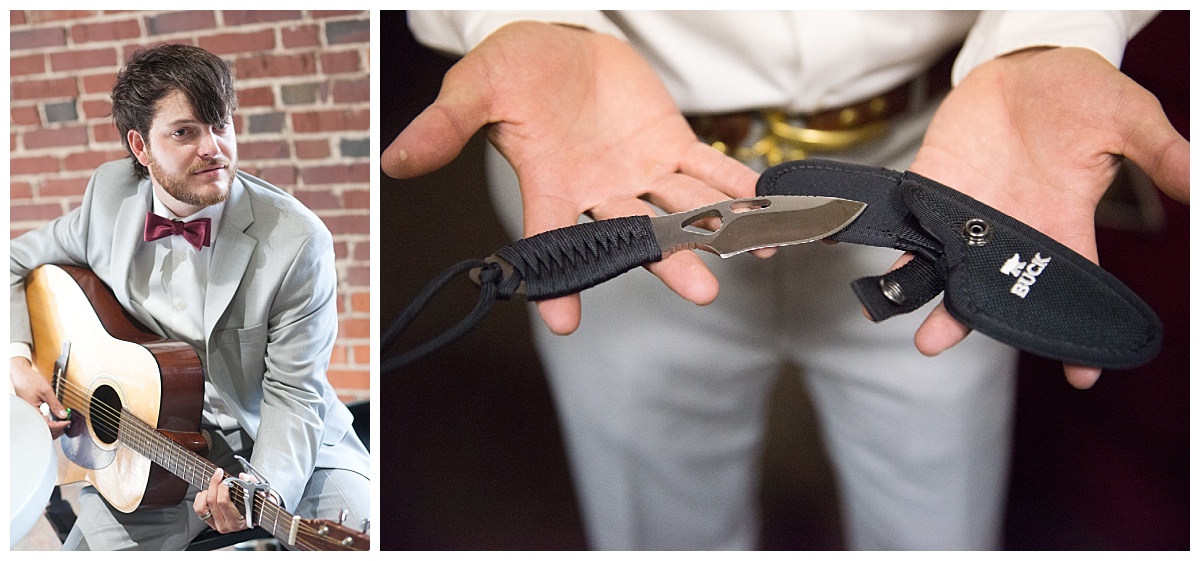 Wrapped knives as groomsmen gifts