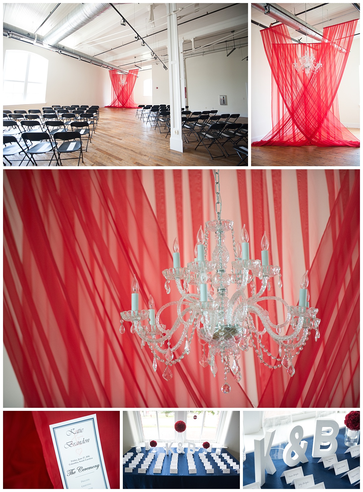 Red drapery ceremony backdrop