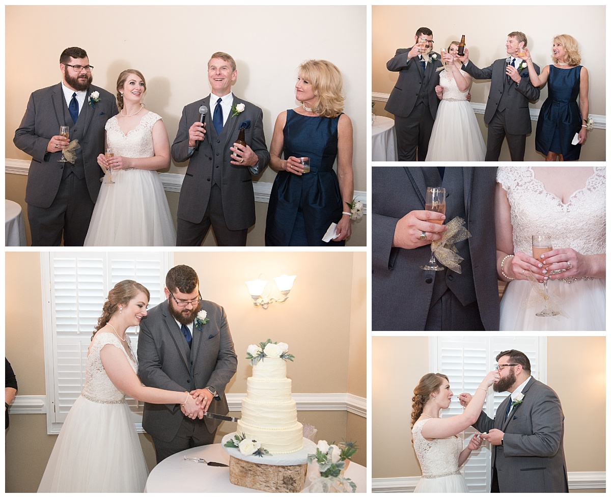 wedding toasts and cake cutting