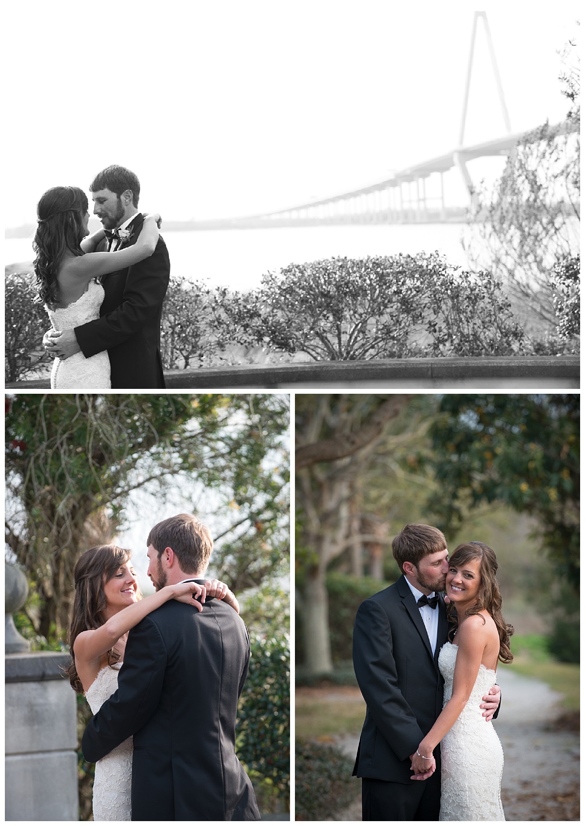 Charleston bride and groom first look at Harborside