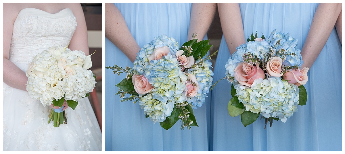 Pastel blue and pink bouquets