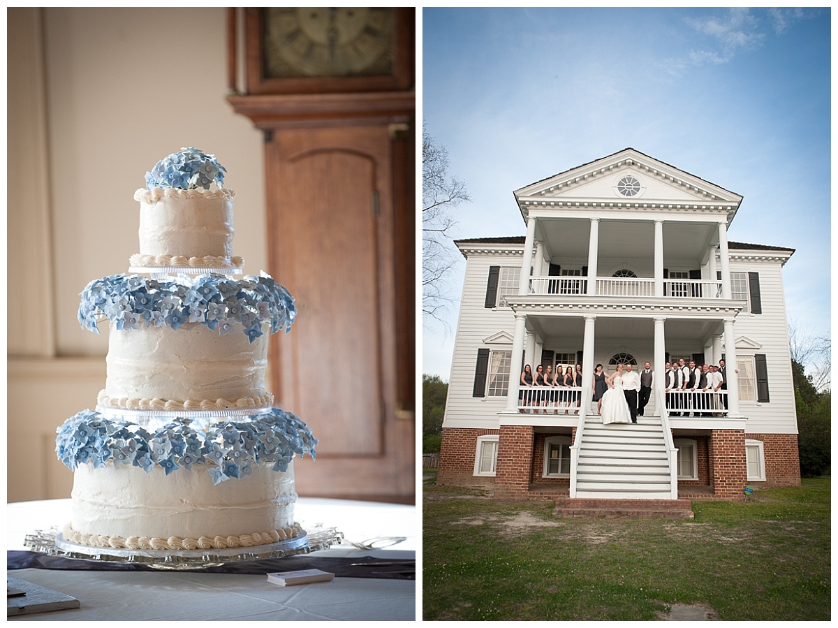 Blue flowers wedding cake