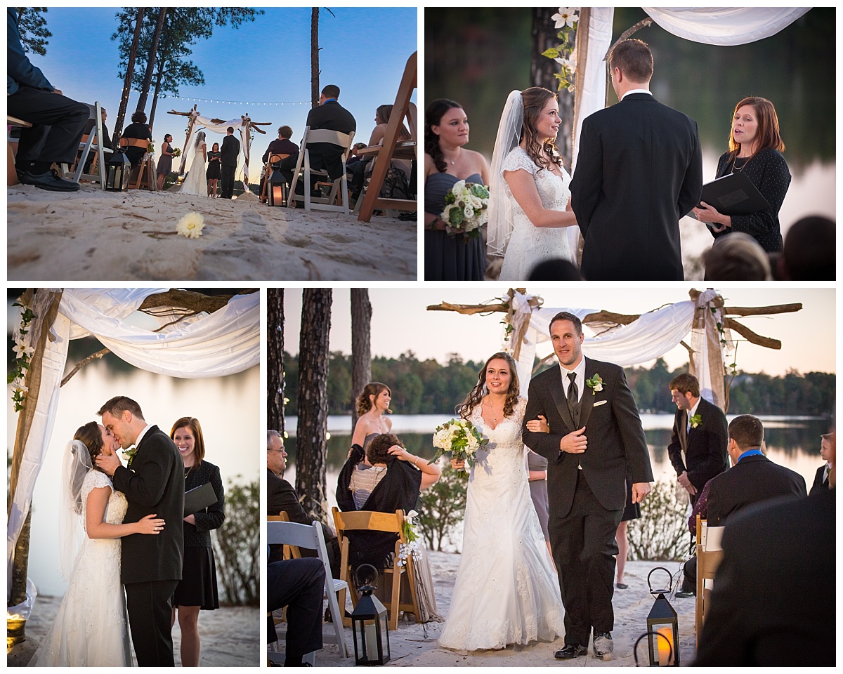 Lake Carolina sunset wedding ceremony