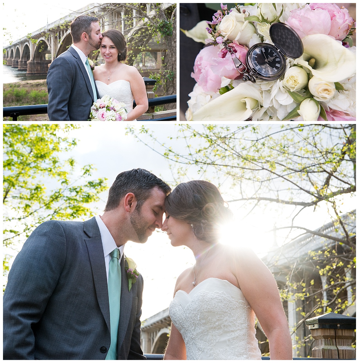 Wedding portraits at the Gervais Street bridge along Riverfront park