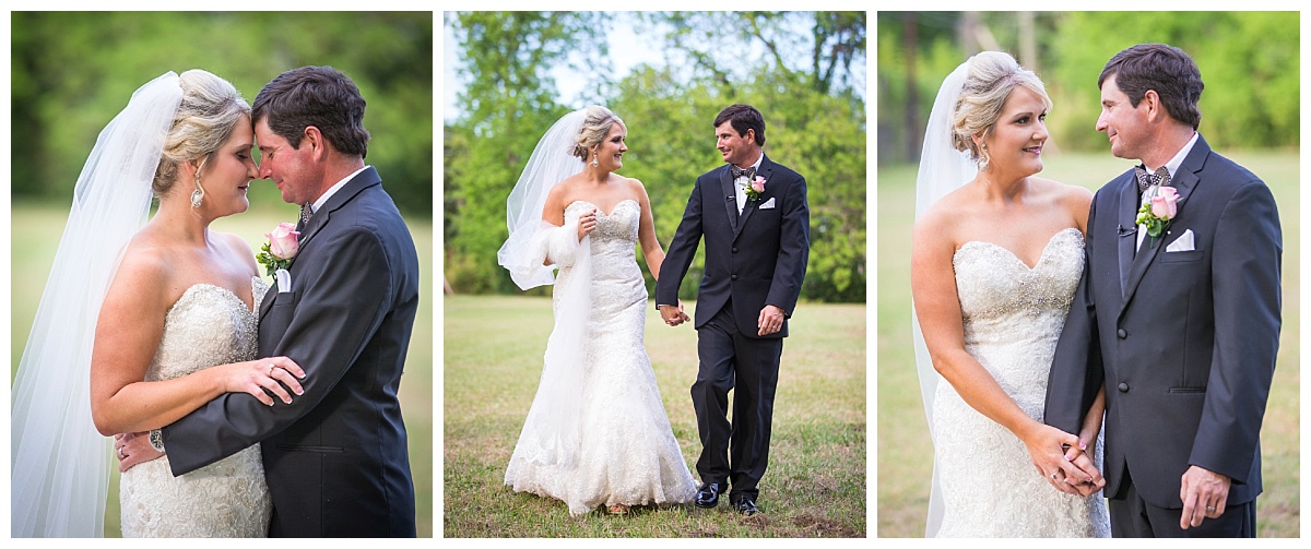 Bride and groom in feild