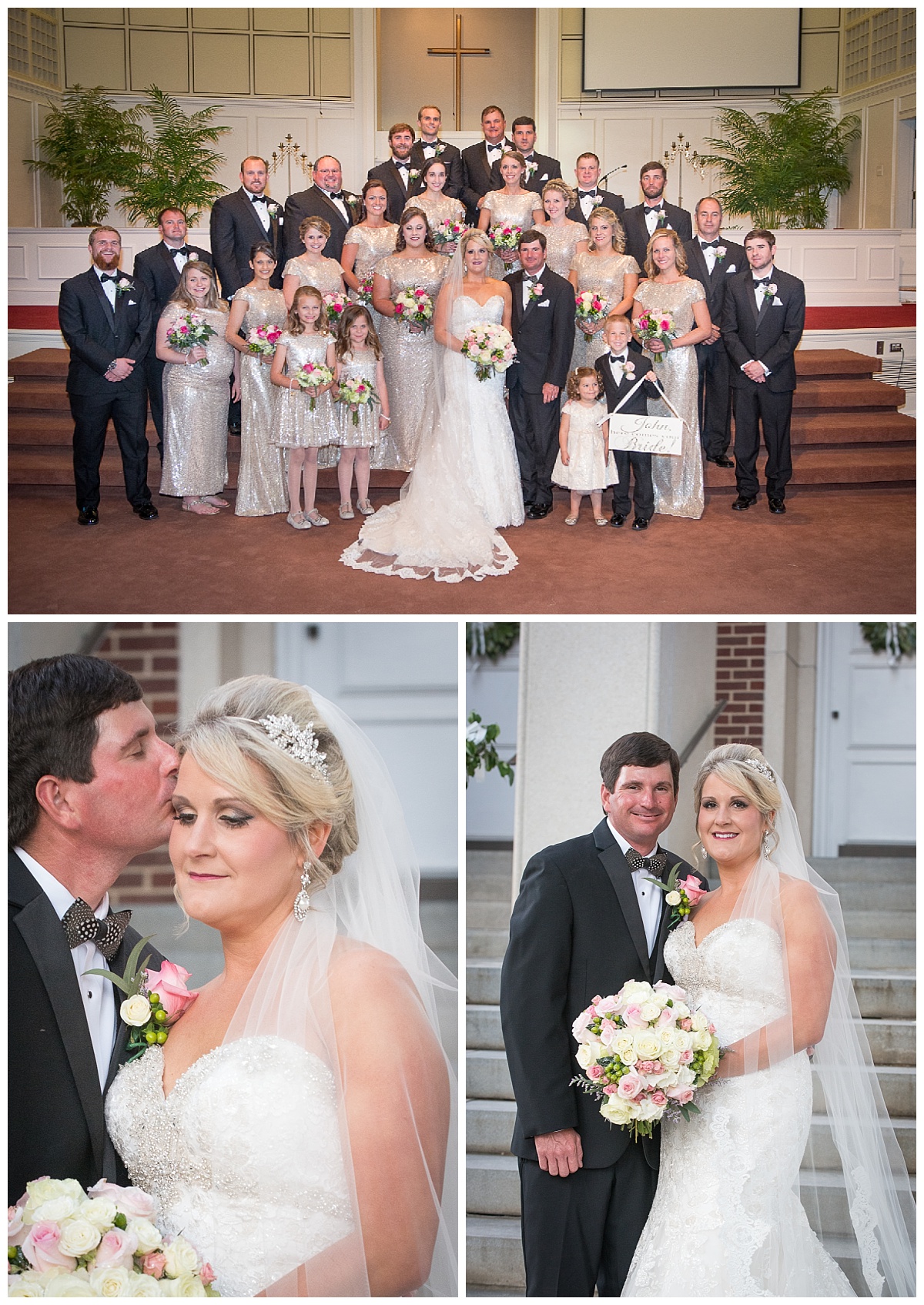 Large bridal party in church