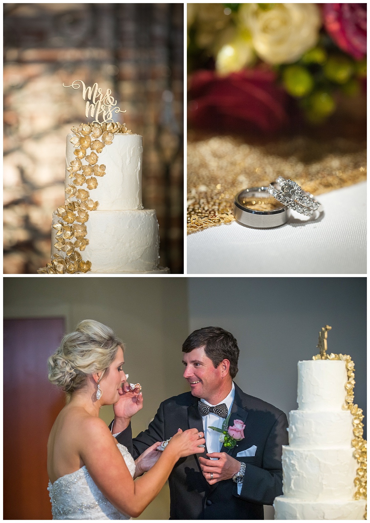Cake cutting and wedding bands
