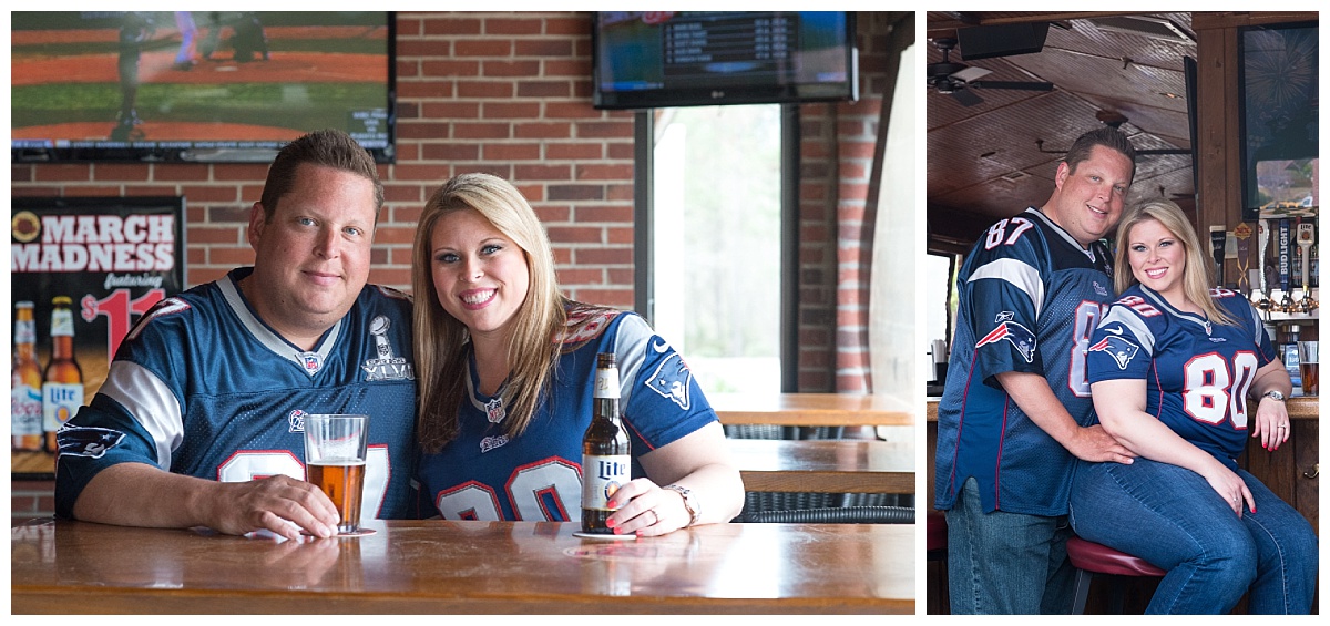 Sports bar engagement photos