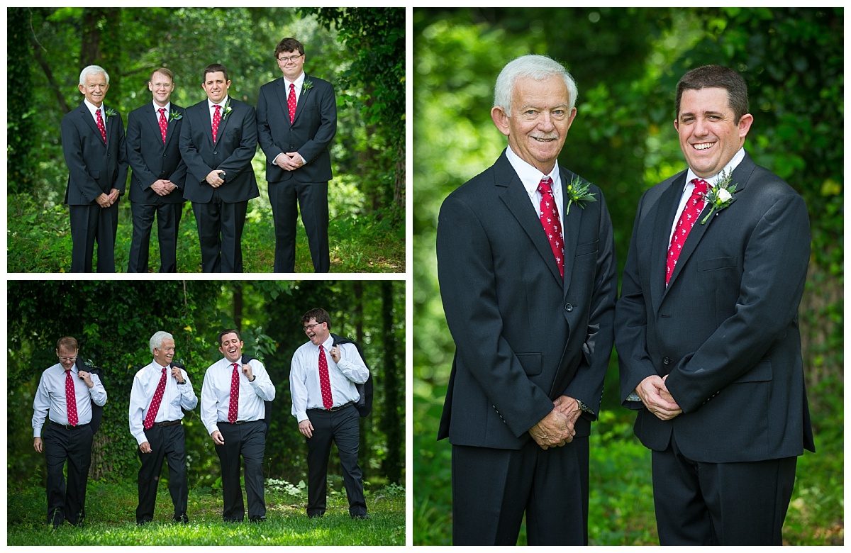 Groomsmen in suits with palmetto tree SC tie