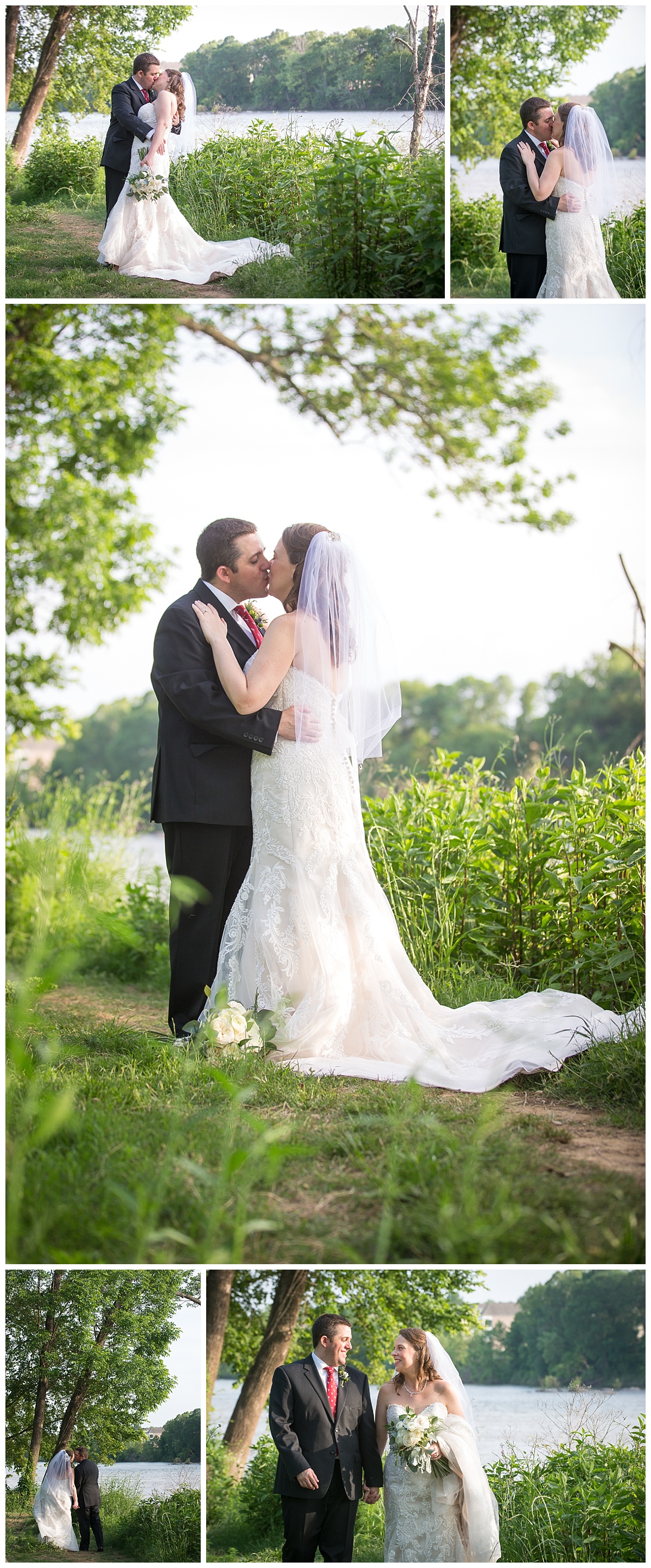 Bride and groom on the congaree river by senate's end