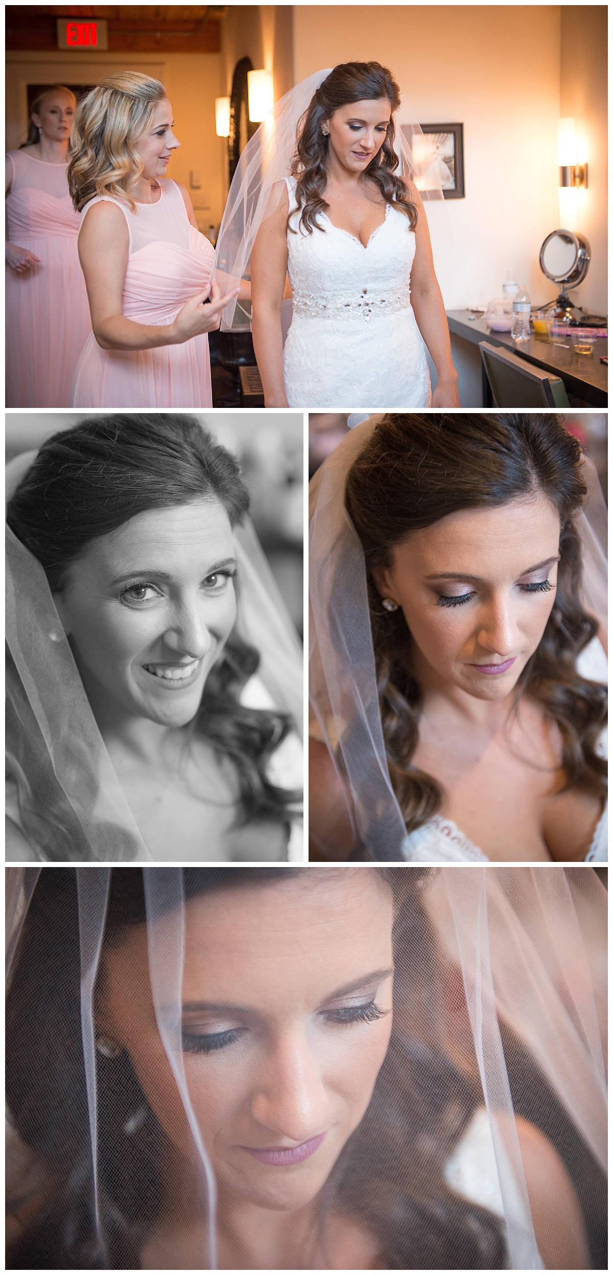 Bride final touches with veil