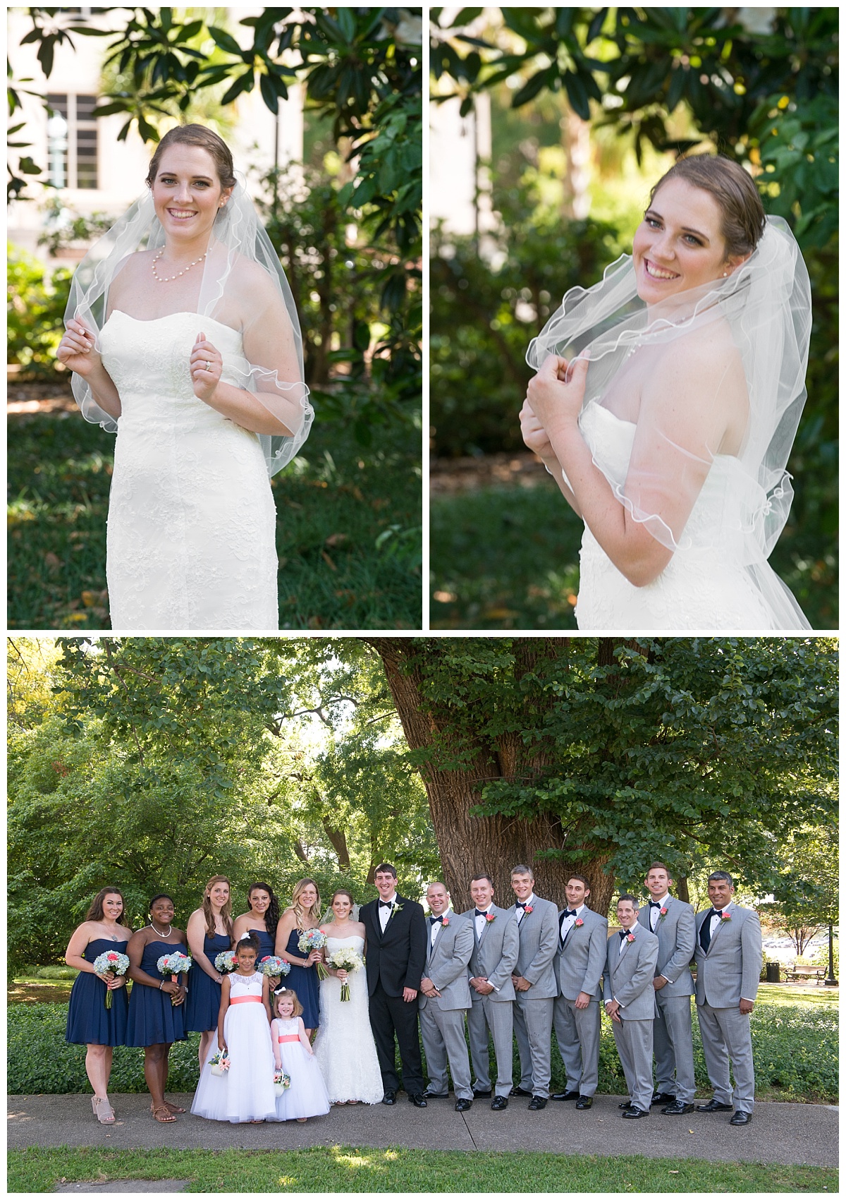 Wedding party in navy and grey