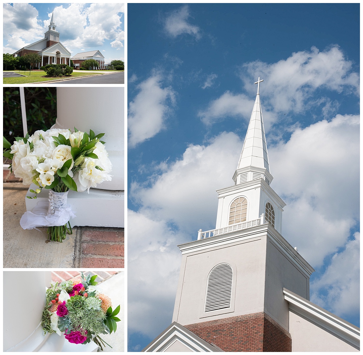 NE Presbyterian church and colorful bouquet