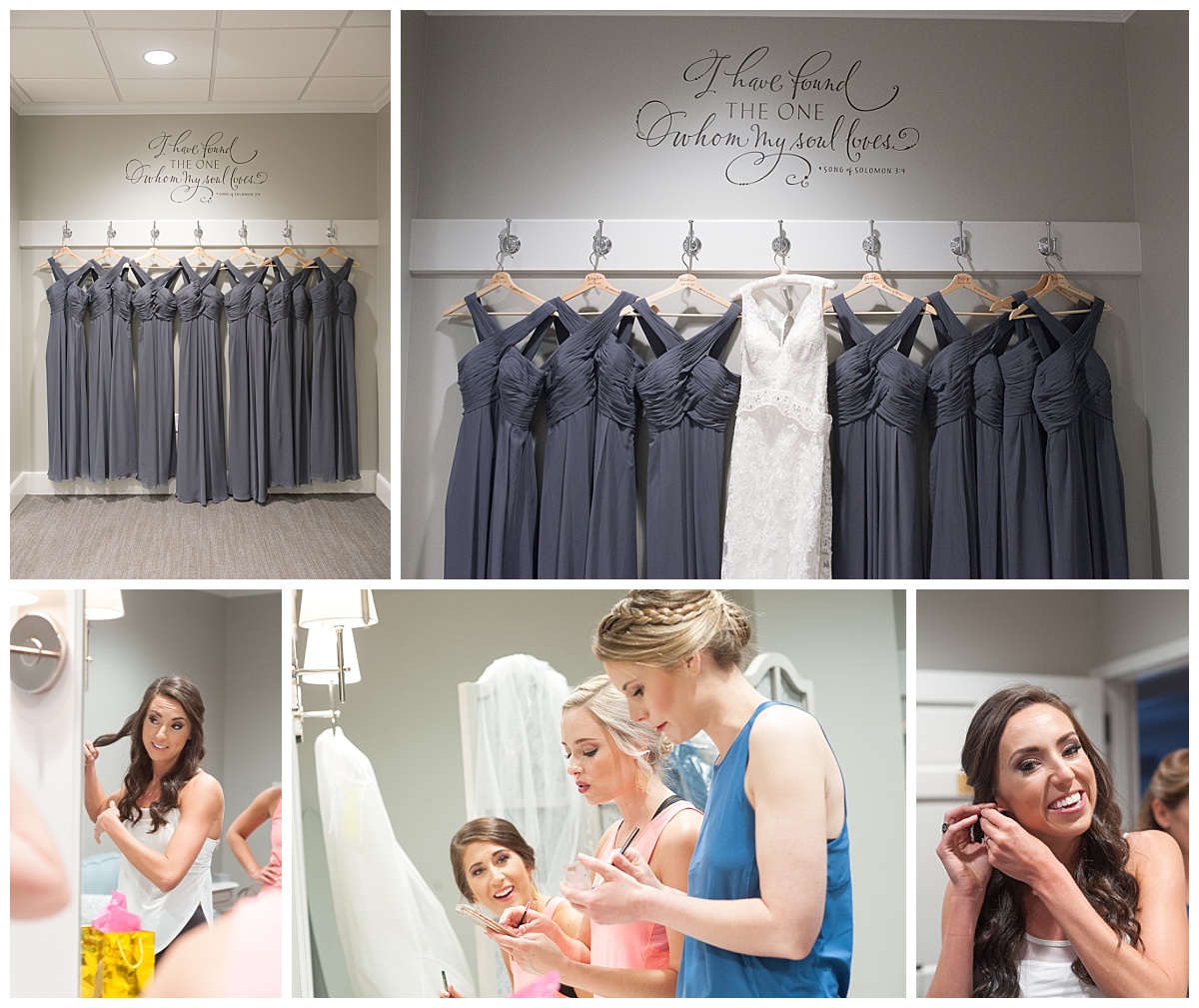 Bridesmaids dresses hanging