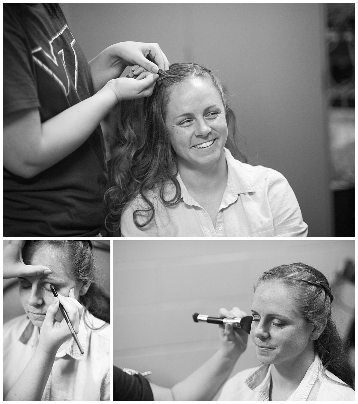 Bride getting makeup