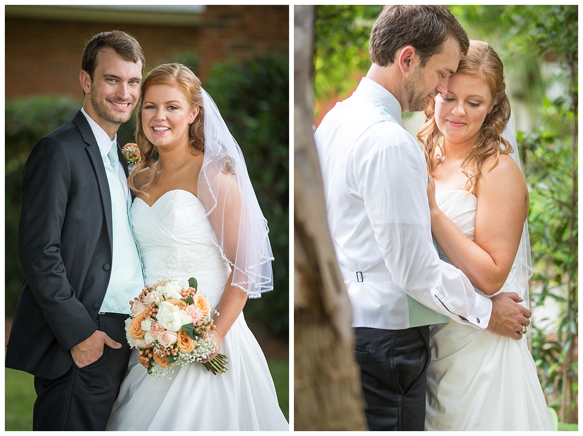 Bride and groom at church