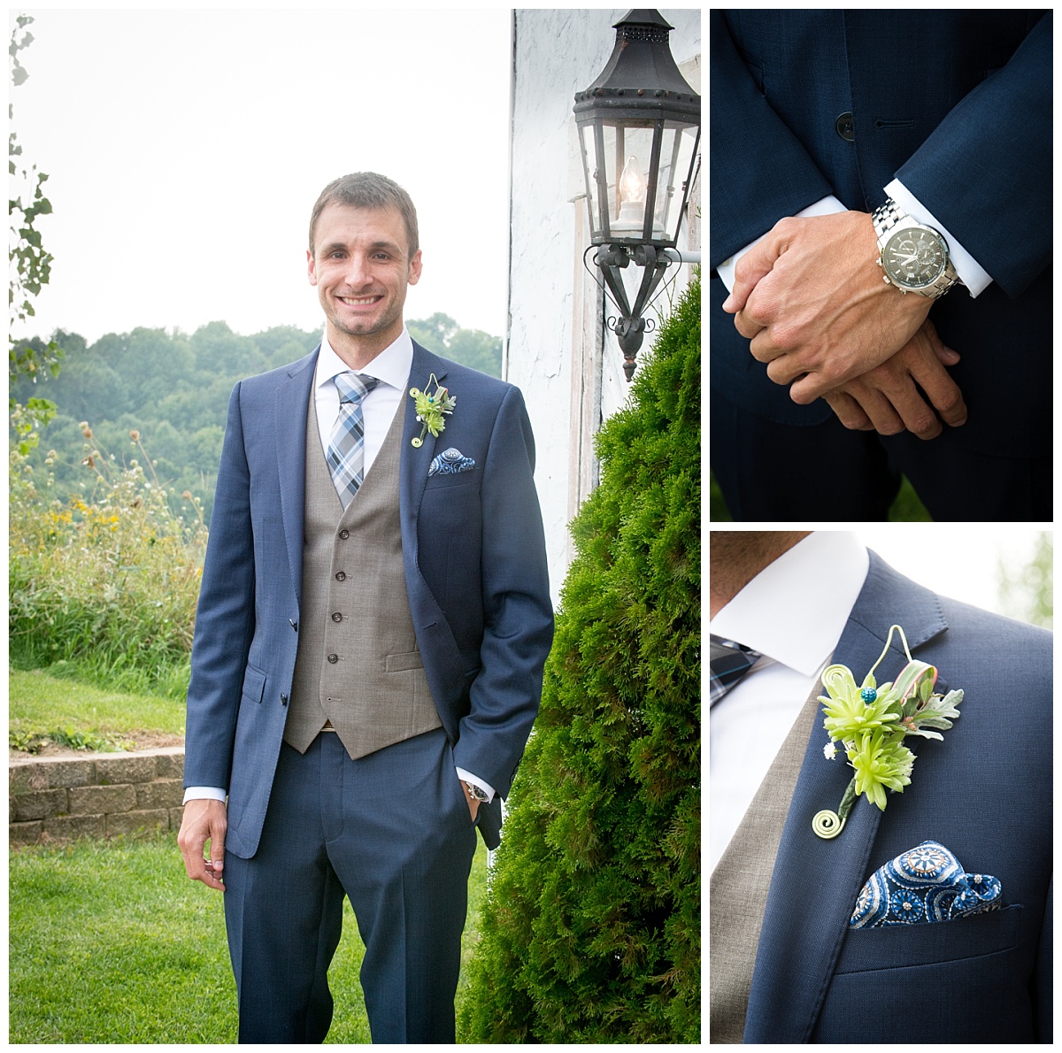 Groom in blue suit