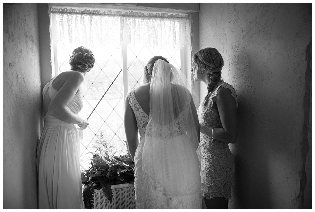 Girls looking out window