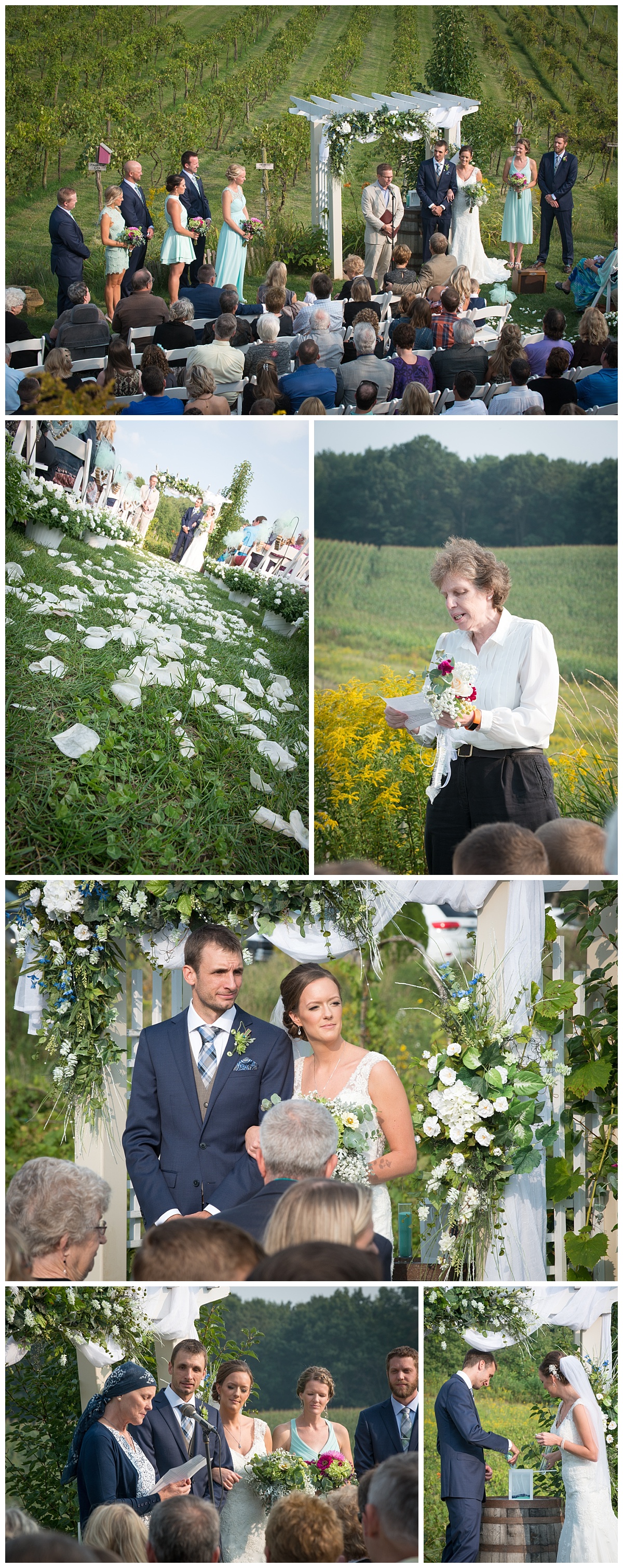 Cottage winery and vineyard wedding ceremony